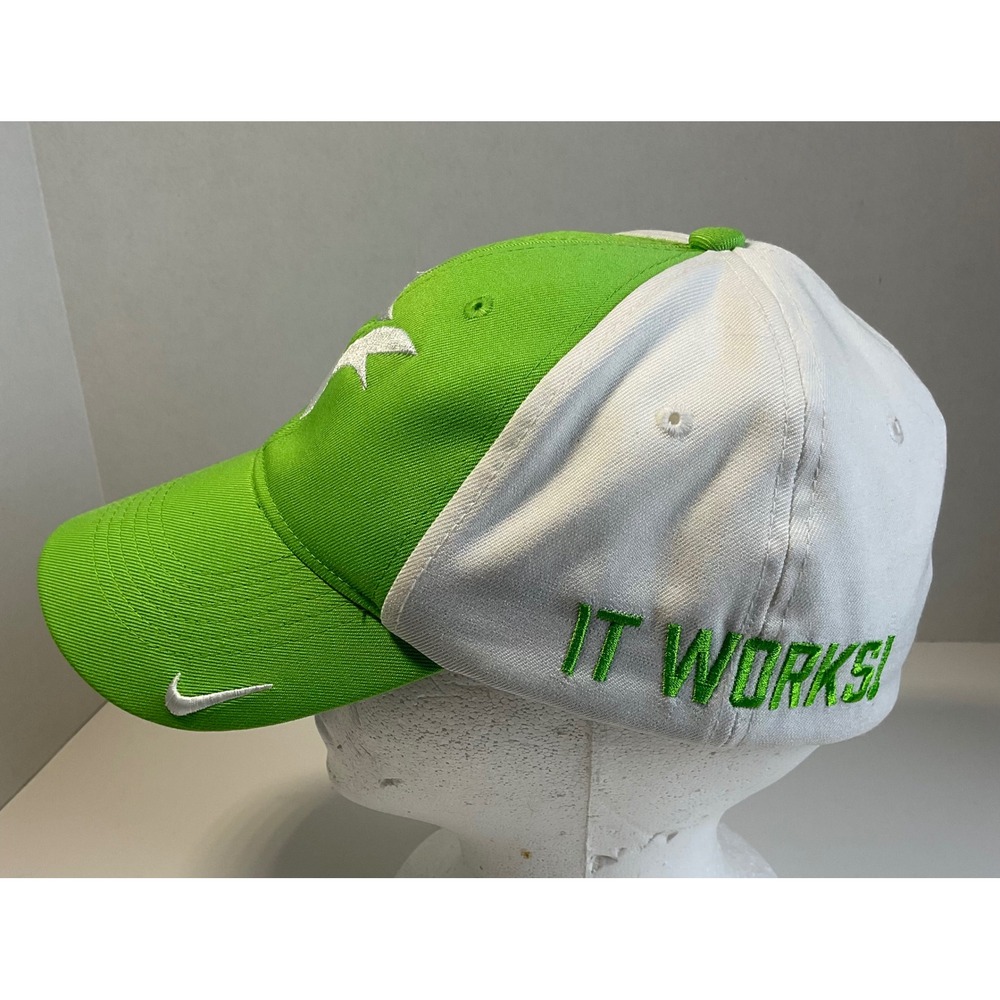 Nike Golf Hat Mens S/M Green White It Works Embroidered Stretch Fit Cap